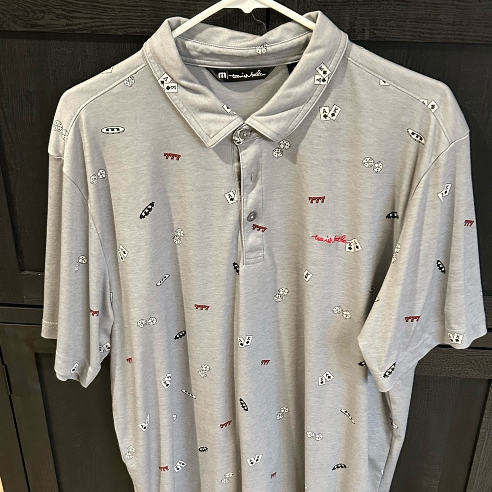 Travis Mathew Light Gray Polo with Pattern